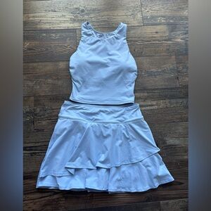 Lands End Women's Blue Modest Swim Skirt And Tankini Set / Tennis Athletic Set